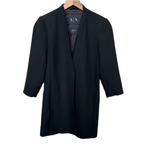 A/X Armani Exchange Black Longline Blazer Jacket Single Button 3/4 Sleeve Small - Picture 1 of 11